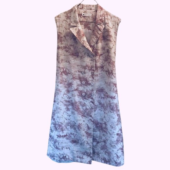 Cute Sleeveless Double Breasted Abstract Floral Vest in White and Purple - Picture 8 of 13